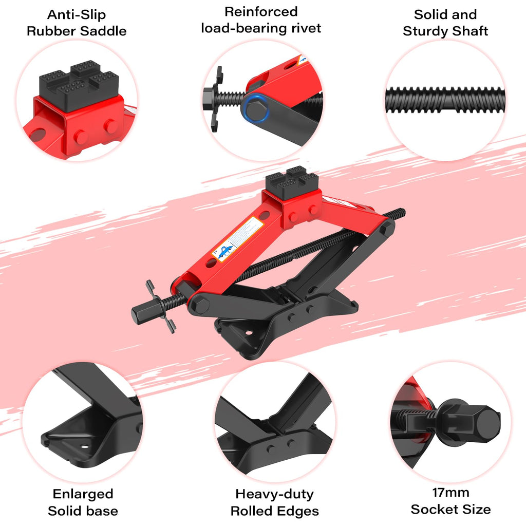 3 Ton Heavy Duty Scissor Jack Kit with Lug Wrench T723372