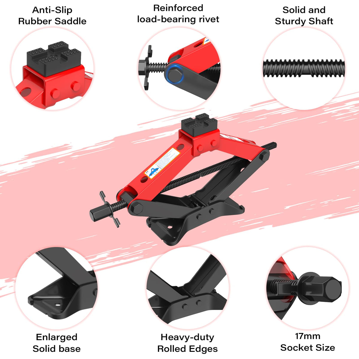 3 Ton Heavy Duty Scissor Jack Kit with Lug Wrench T723372