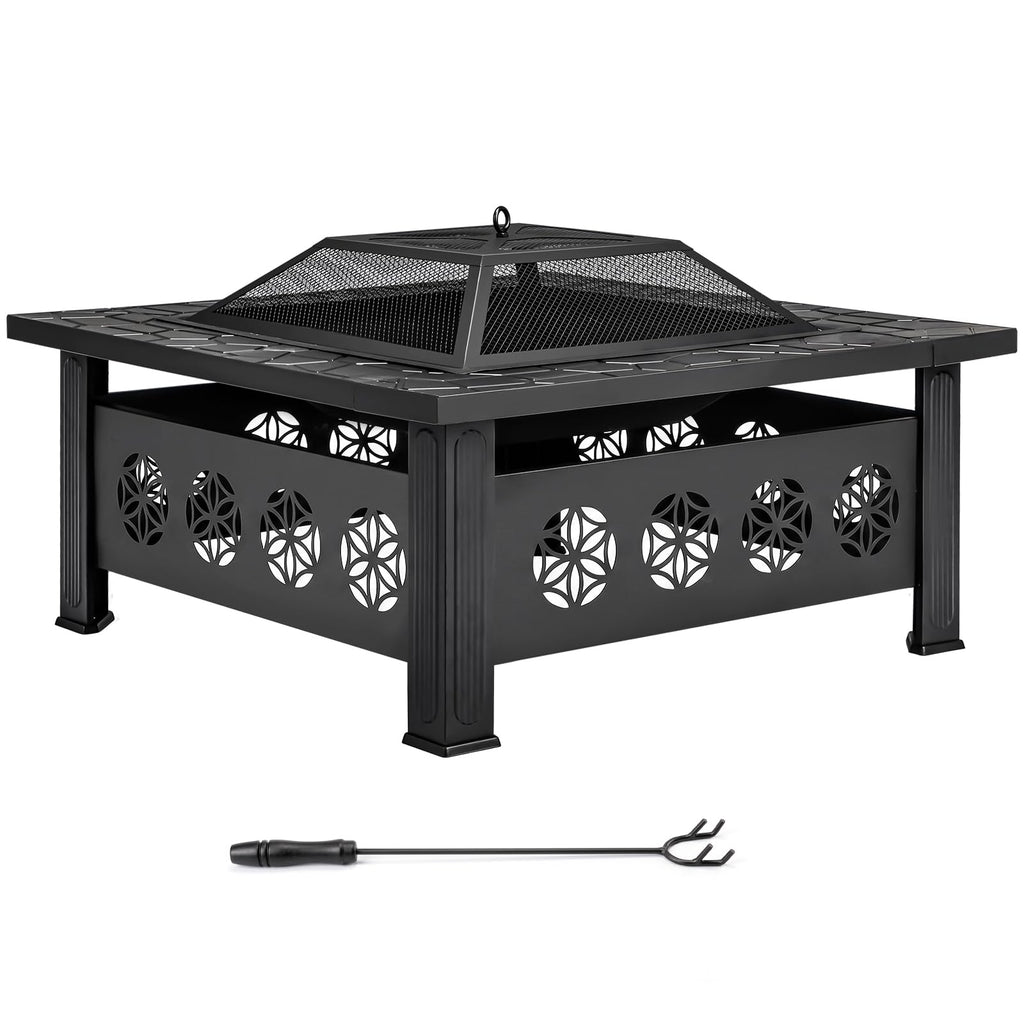 32 Inch Square Wood Burning Fire Pit Table M43669