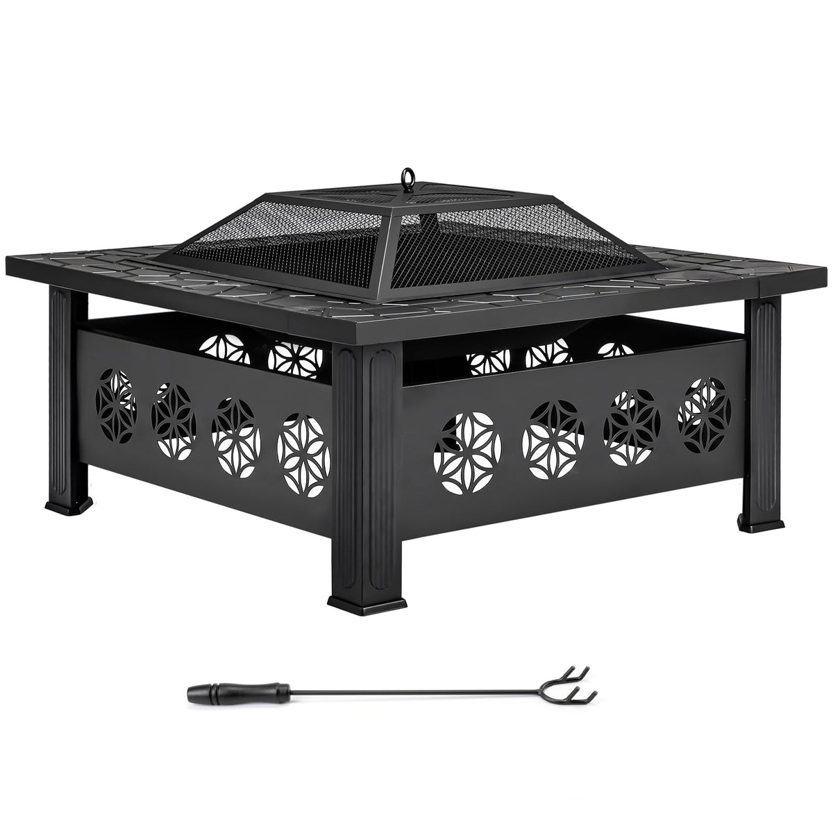 32 Inch Square Wood Burning Fire Pit Table M43669