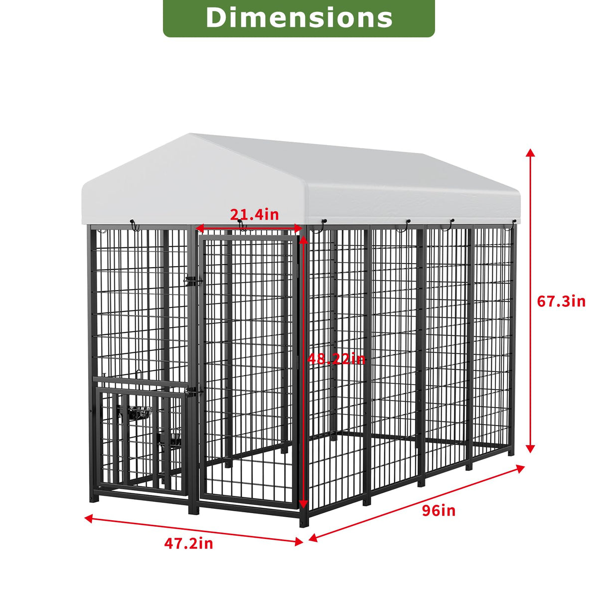 Heavy Duty Outdoor Dog Kennel with Rotating Bowls A2909