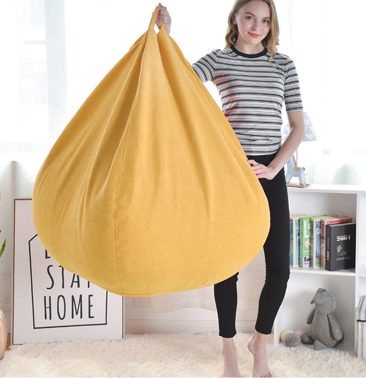 Memory Foam Bean Bag Chair Yellow 90X110cm V779