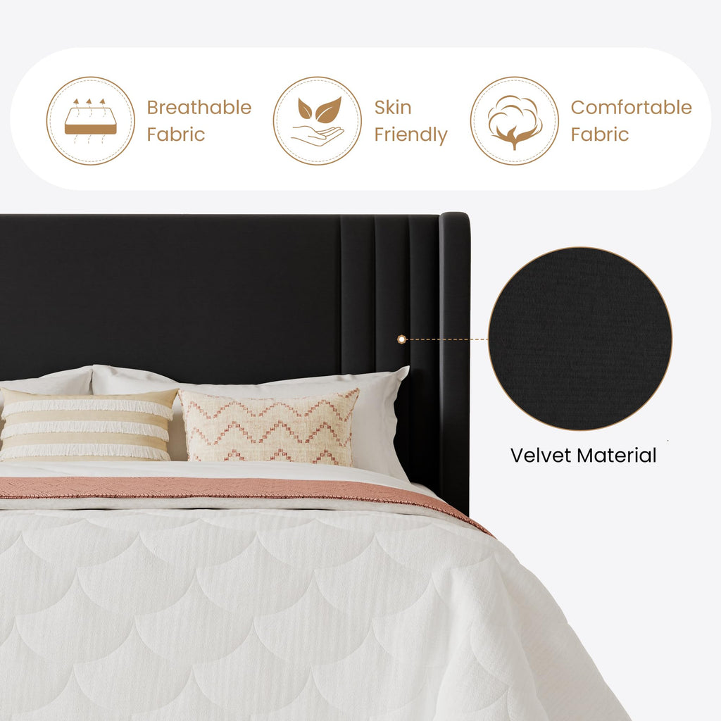 Queen Velvet Upholstered Bed Frame P410347