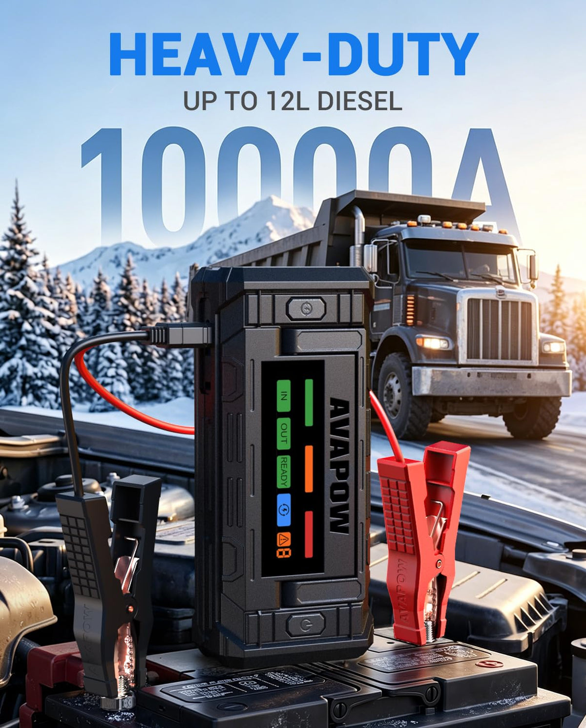 10000A Portable Battery Jumper Starter with 4" HD Display U100