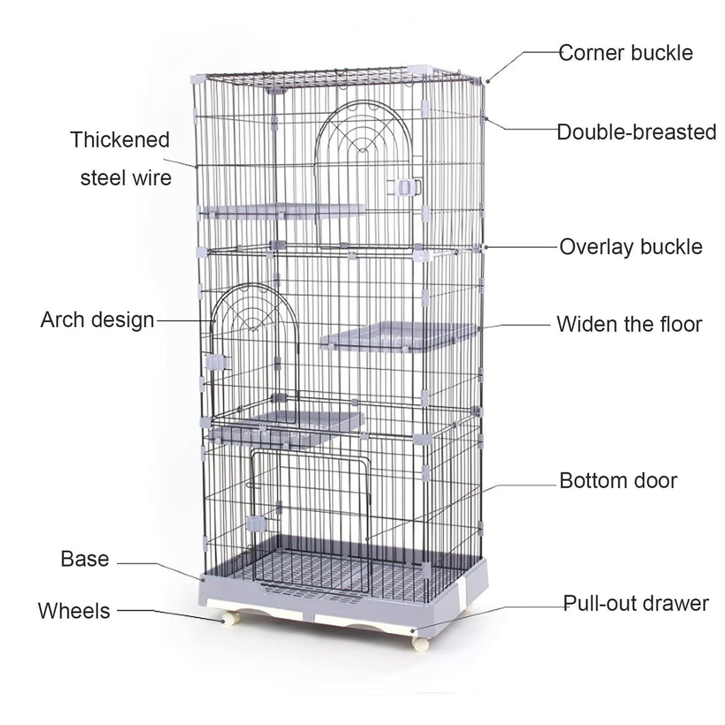 4 Tier Detachable Metal Cat Cage with Hammock Q32587