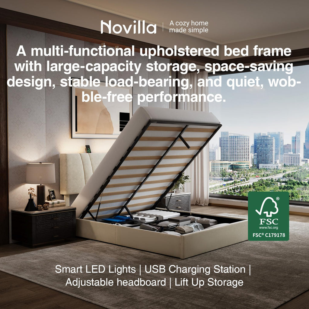 White Queen Lift Up Storage Bed Frame C97177