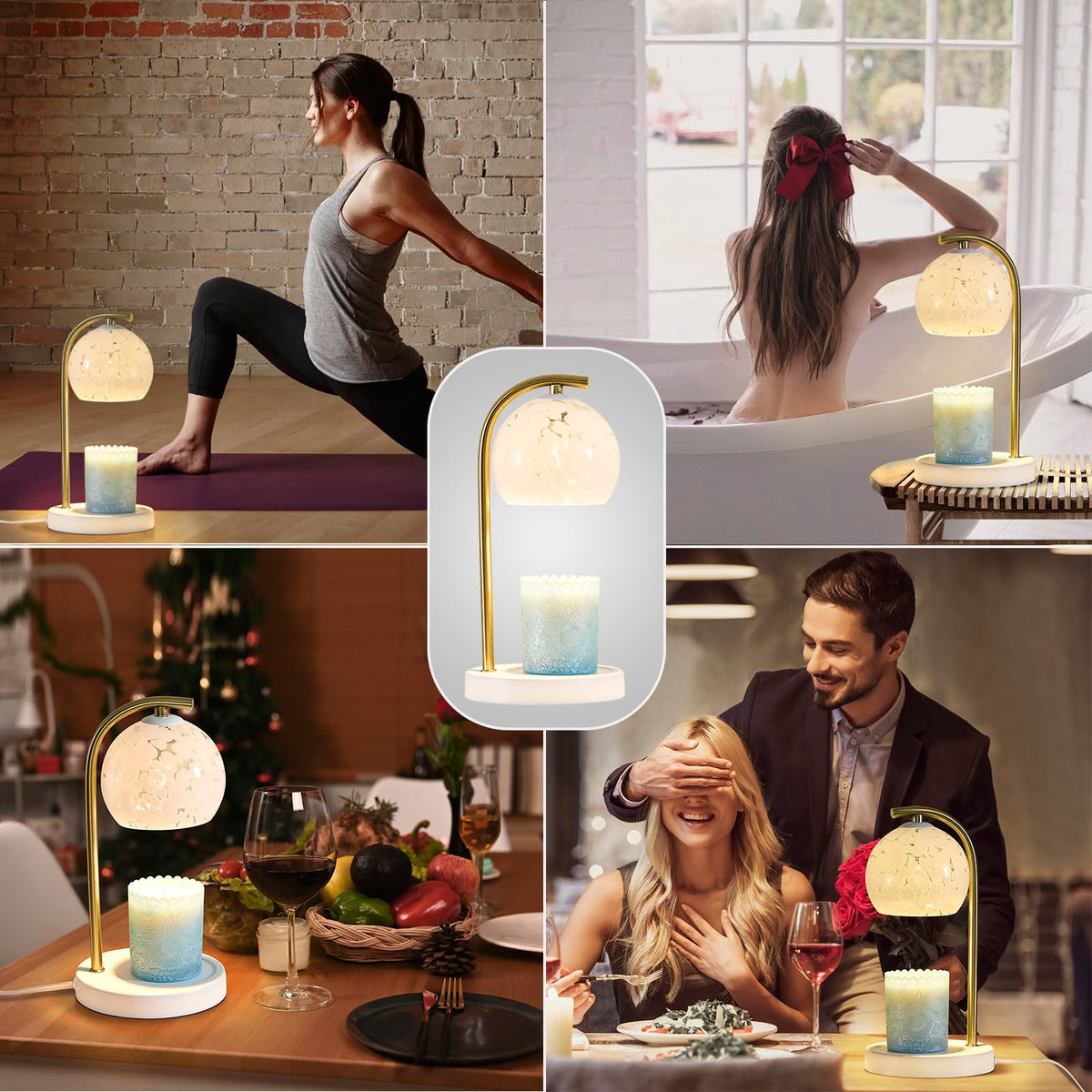 Dimmable Candle Warmer Lamp with Timer, 2 Bulbs, White F81246