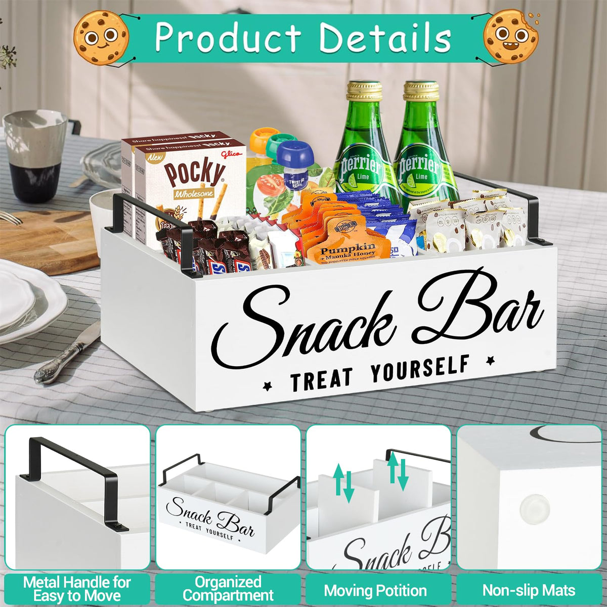 Wood 4 Compartment Snack Organizer G138896