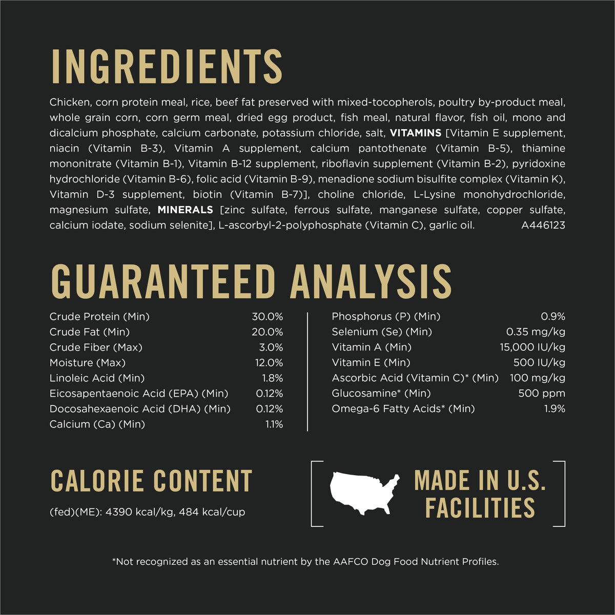 High Protein Dry Dog Food, Chicken, 37.5 lb Bag R68838