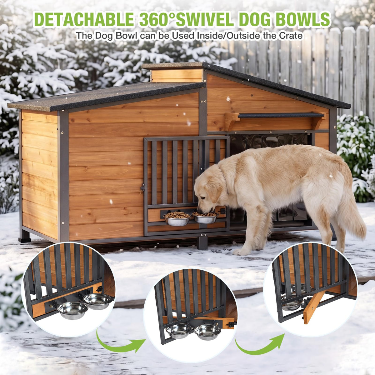 Extra Large Heated Insulated Weatherproof Dog Kennel with Heating Pad Y120