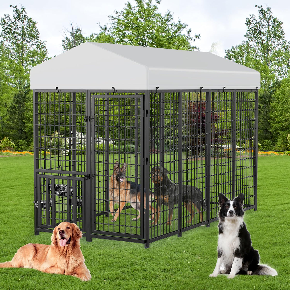 Heavy Duty Outdoor Dog Kennel with Rotating Bowls A2909