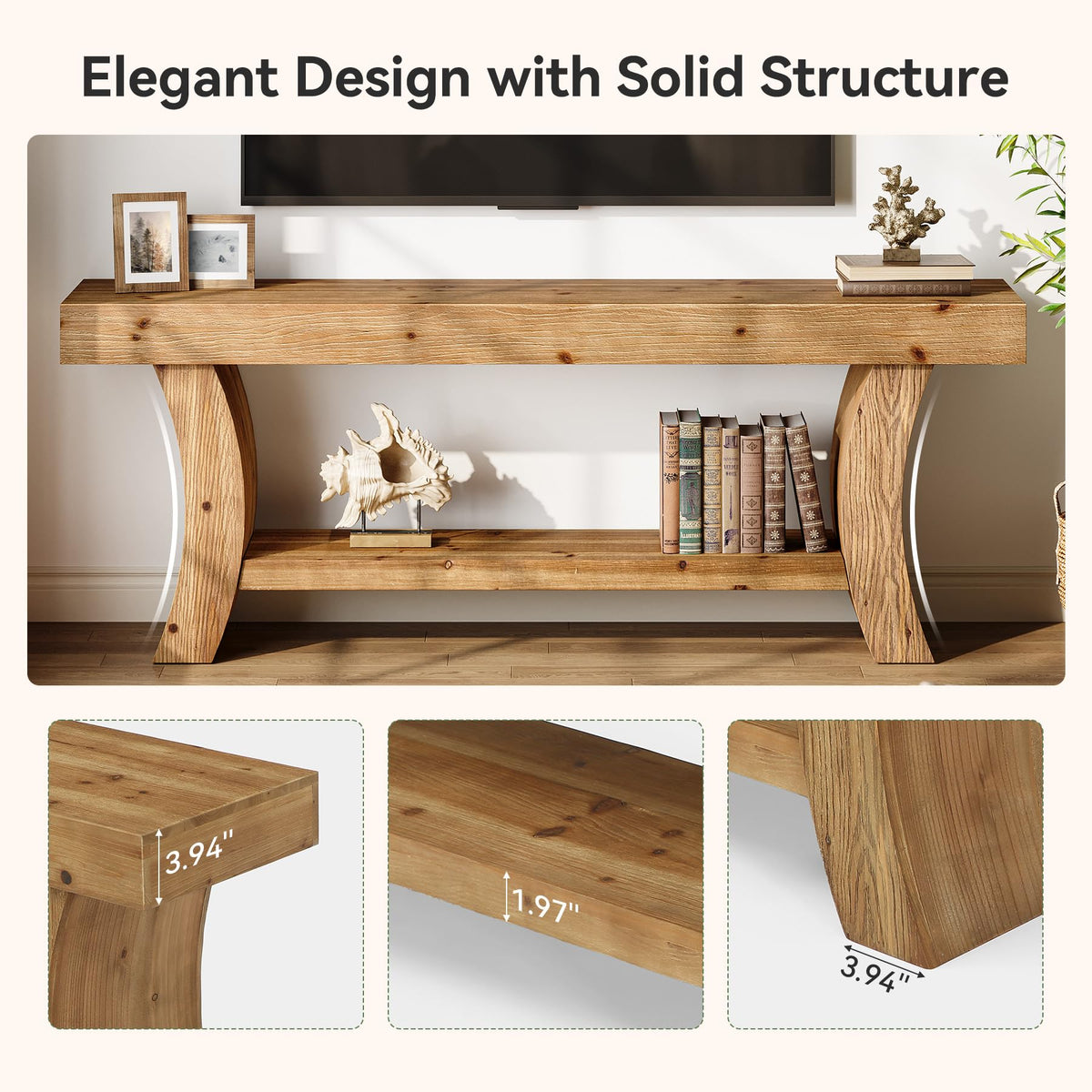 63" Solid Wood TV Stand with Storage Q627
