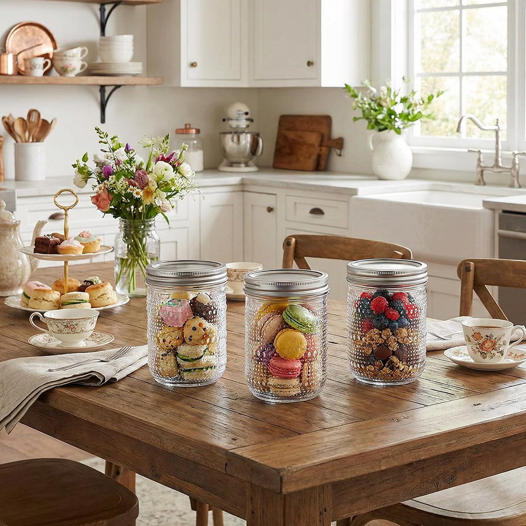 6-Pack 16 oz Wide Mouth Glass Mason Jars with Lids V93534