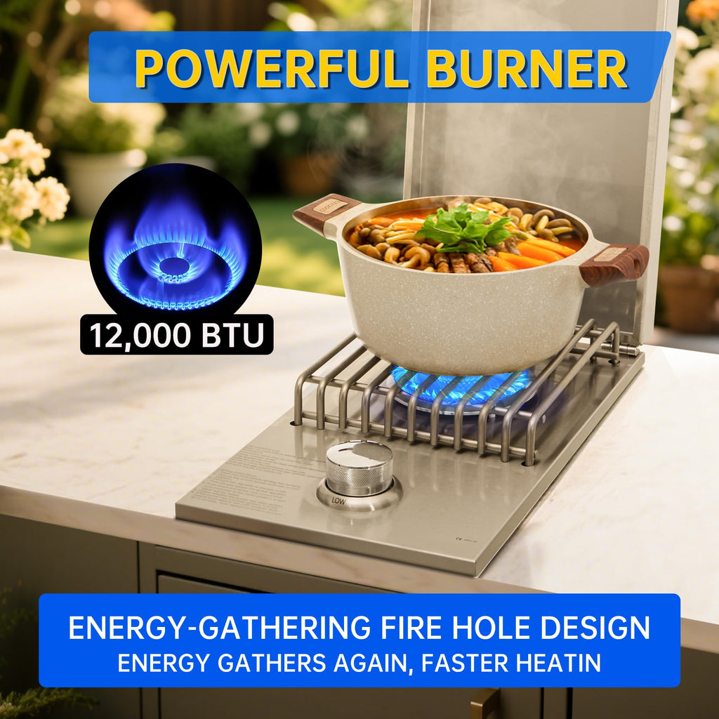 Built-in Side Burner for Outdoor Kitchen, Propane & Natural Gas, 304 SS J4037