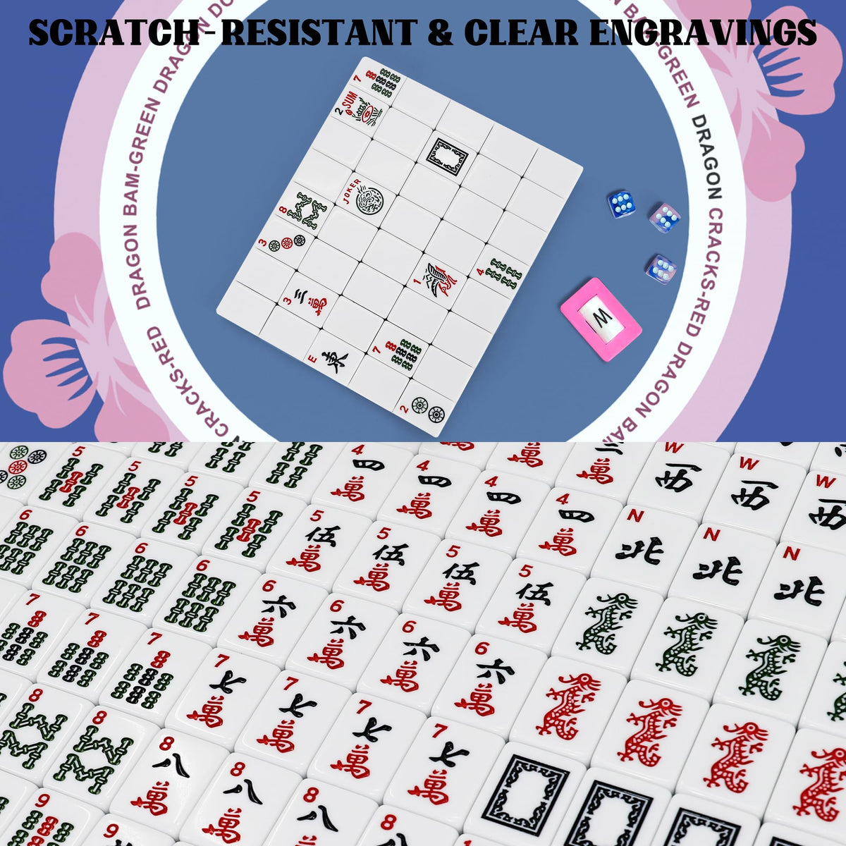 White 166 Tiles Mahjong Set V1213