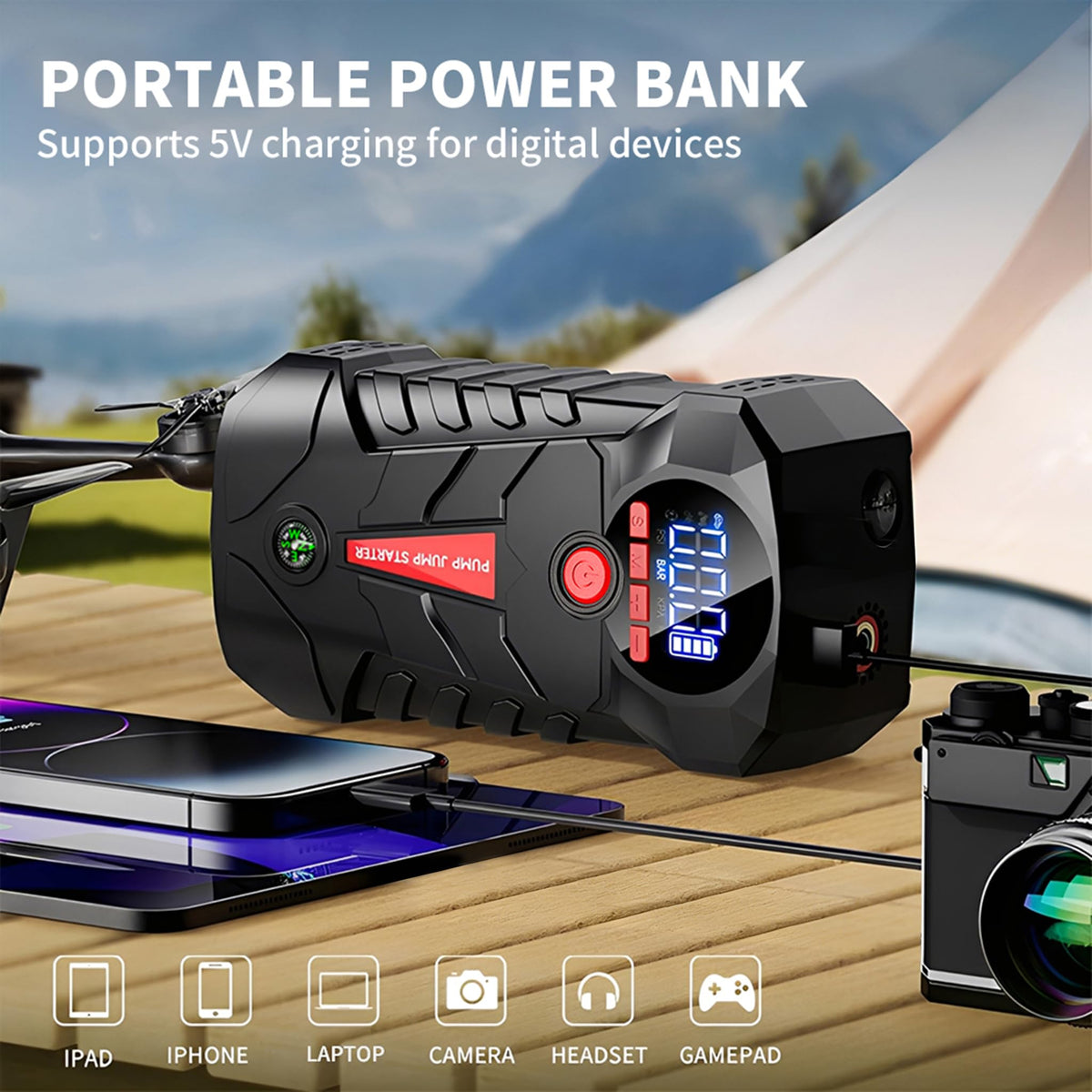 4-in-1 Car Battery Jump Starter with 150PSI Tire Inflator Y27759
