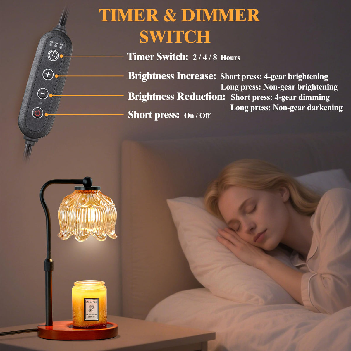 Candle Warmer Lamp with Timer & Stepless Dimming L175747