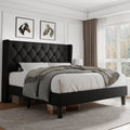 Queen Size Upholstered Platform Bed Frame with Tufted Headboard G5785