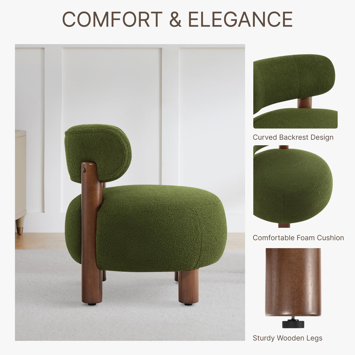 Green Boucle Accent Chair Set of 2 J235178