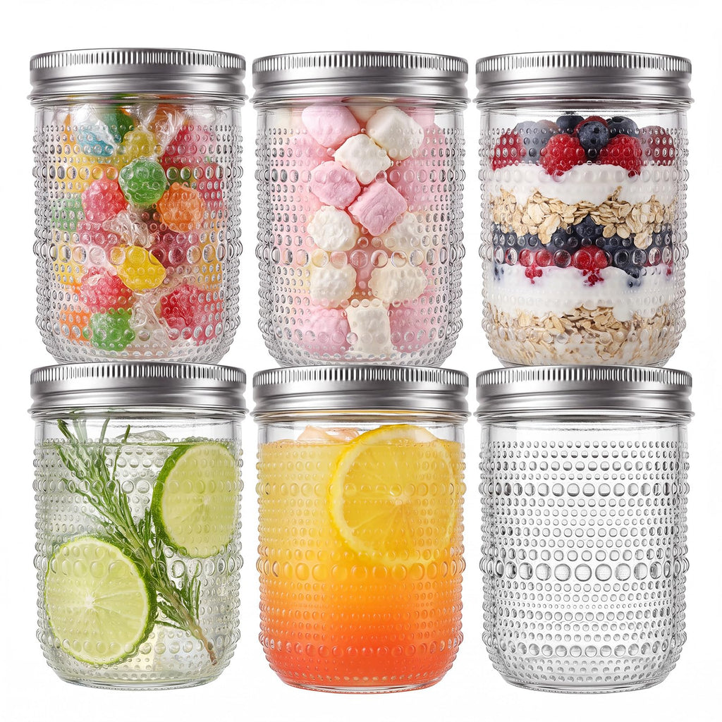 6-Pack 16 oz Wide Mouth Glass Mason Jars with Lids V93534