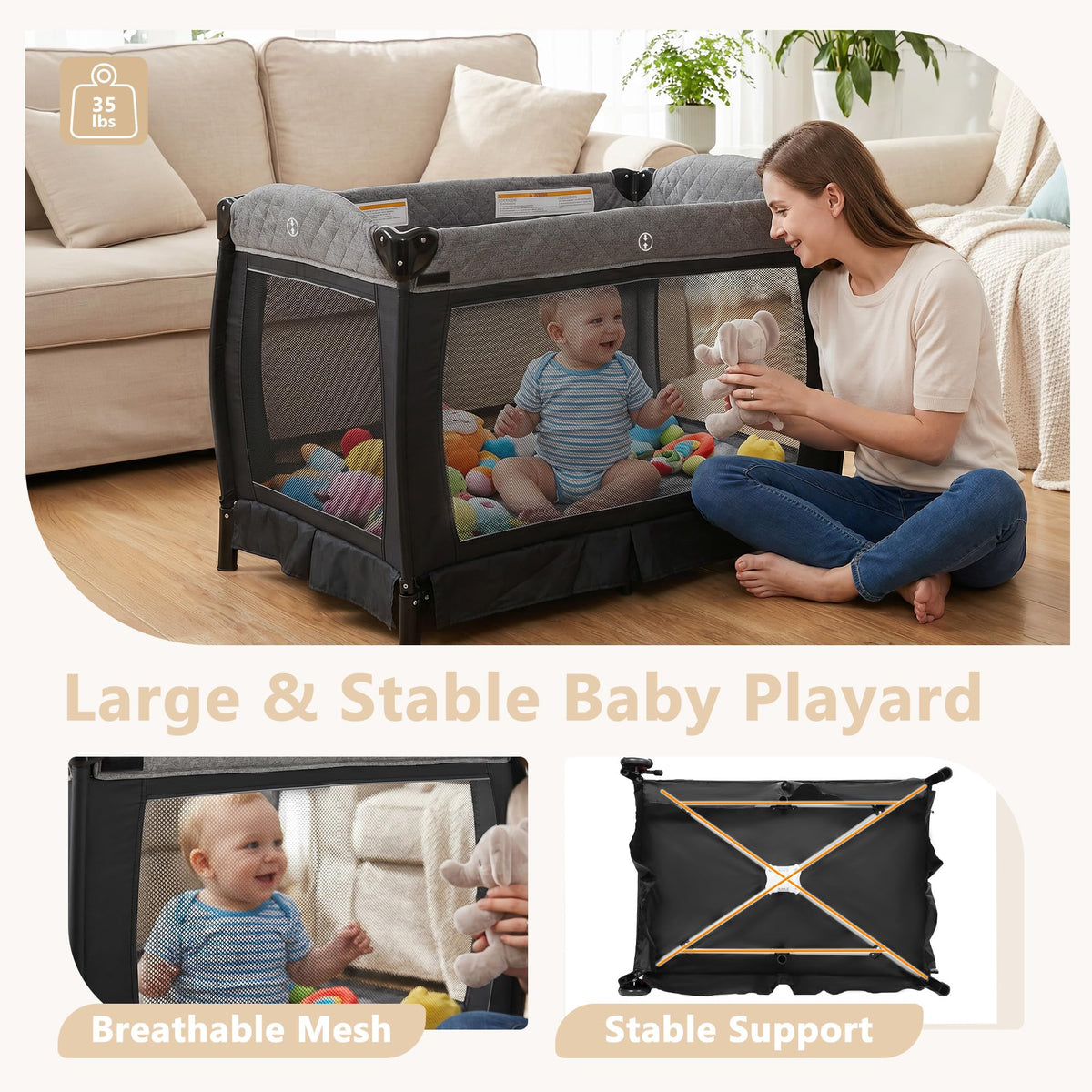 4 in 1 Black Baby Playard V31908