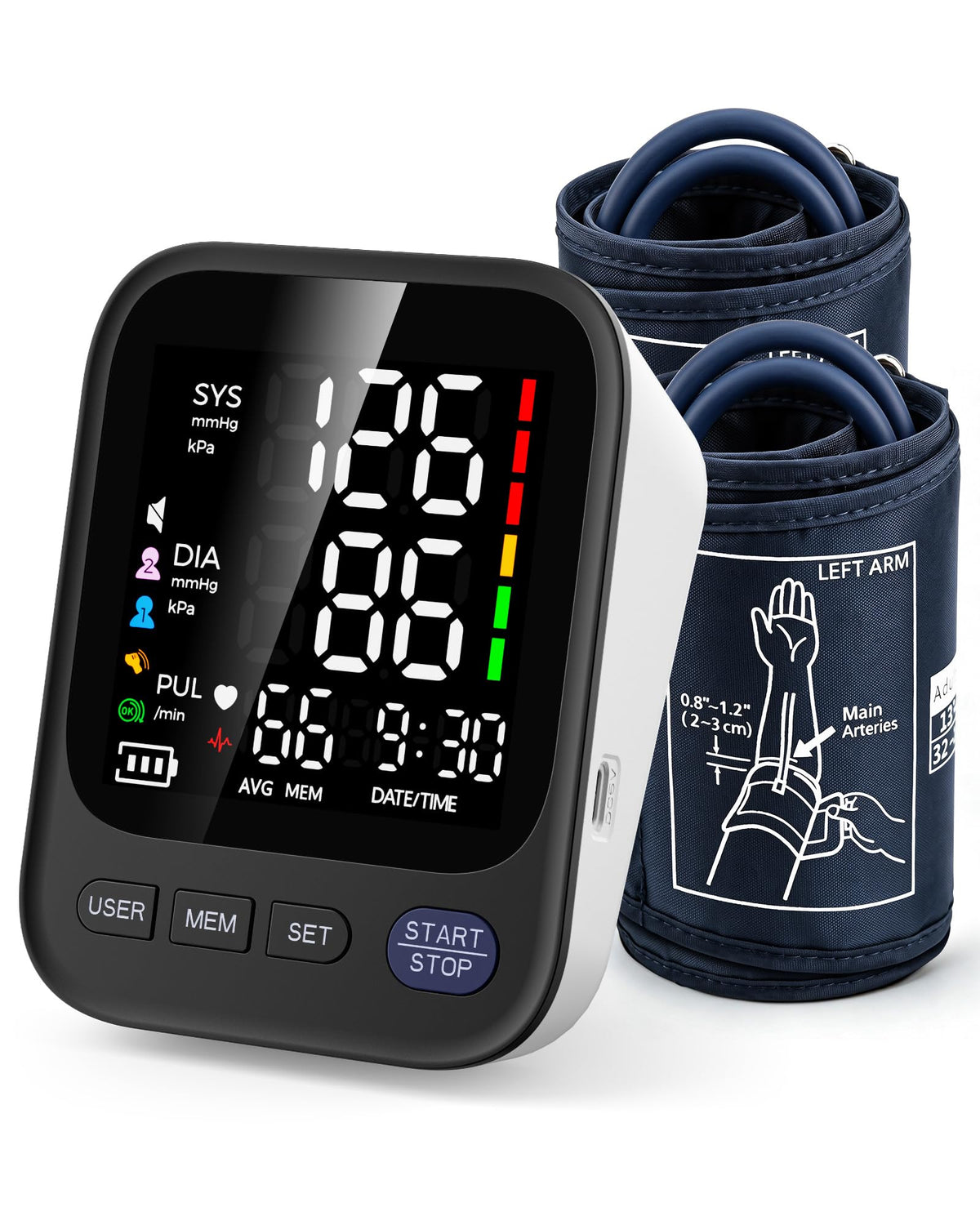 Automatic Upper Arm Blood Pressure Monitor with 2 Cuffs C180