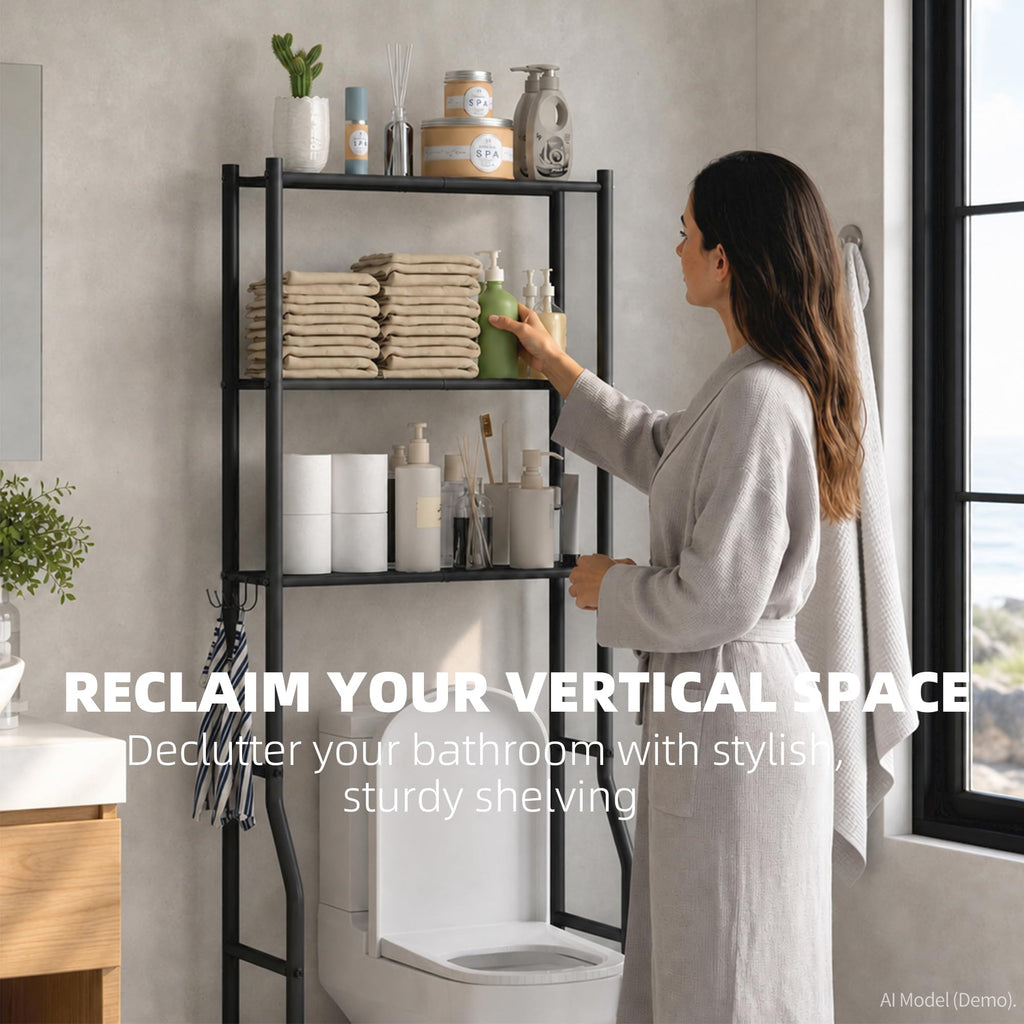 3-Tier Over Toilet Storage, Black V795