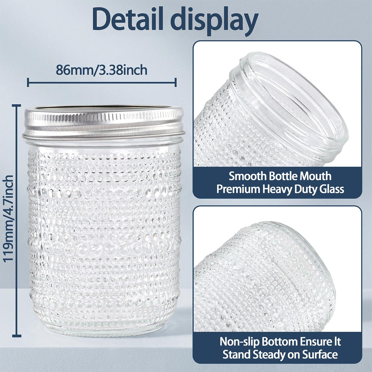 6-Pack 16 oz Wide Mouth Glass Mason Jars with Lids V93534