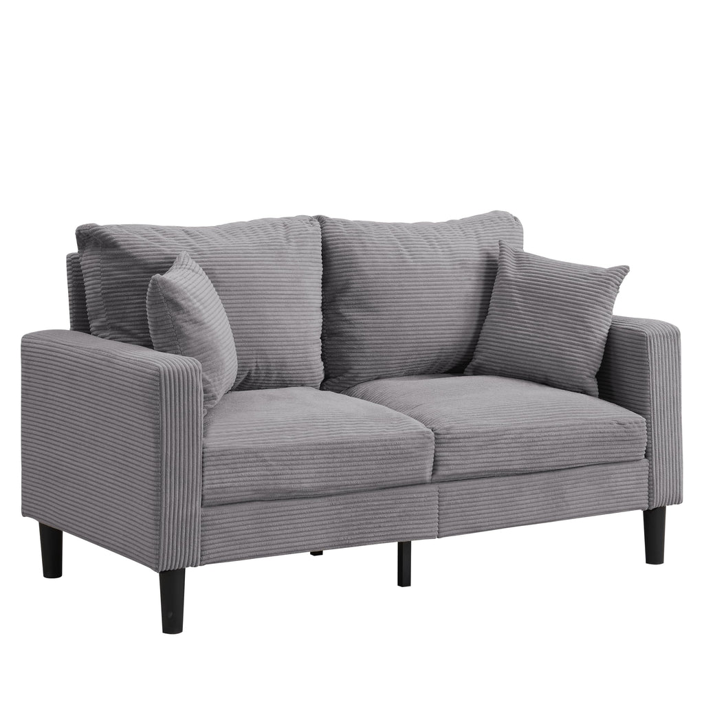 Light Gray 2-Seater Upholstered Loveseat Sofa T995
