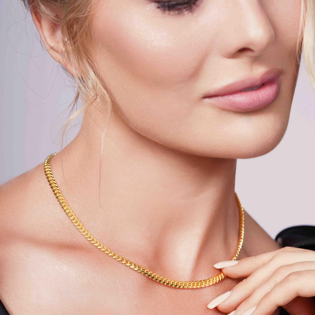 5.5mm Gold Vermeil Sterling Silver Cuban Link Chain Necklace G84732