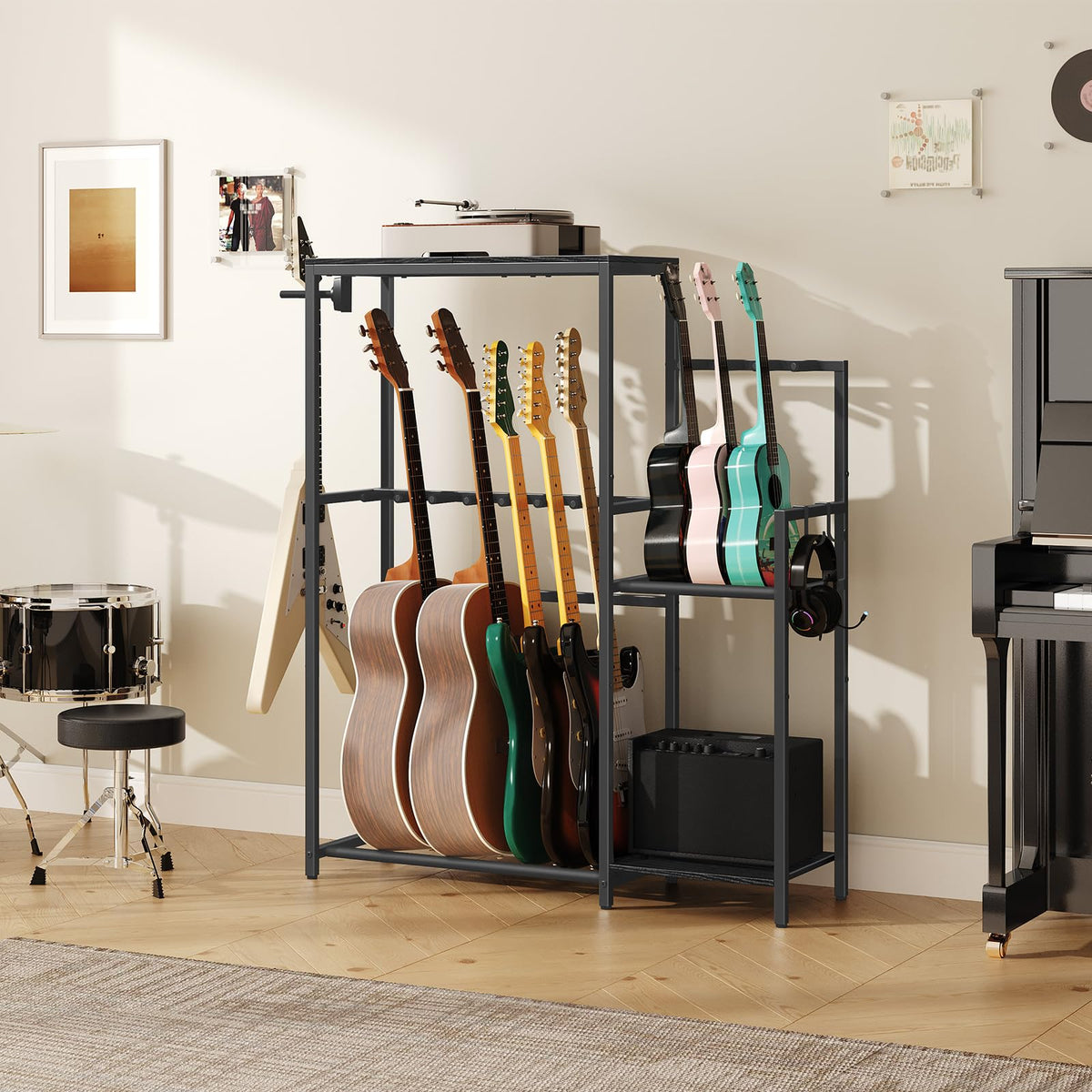 Guitar Stand, Multi-Guitar Rack, AMP Stand, Record Rack J9717