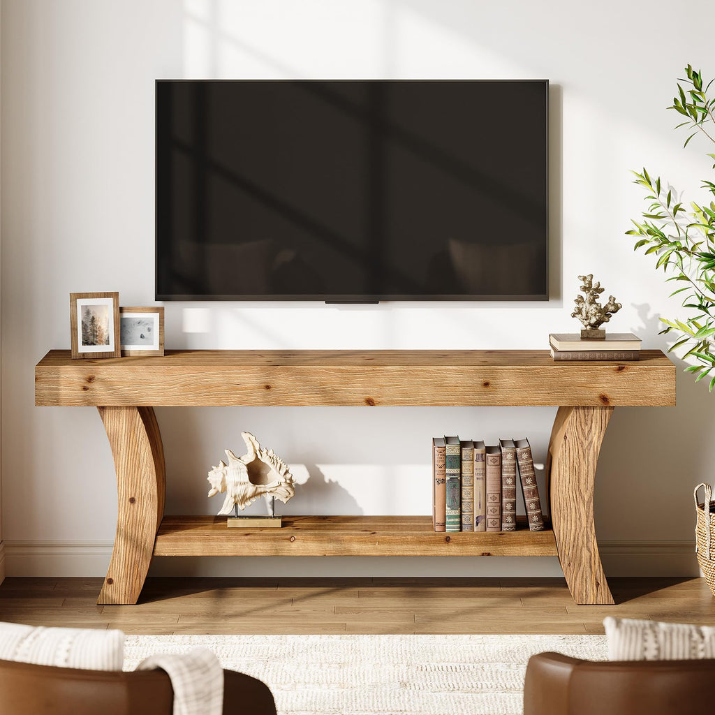 63" Solid Wood TV Stand with Storage Q627