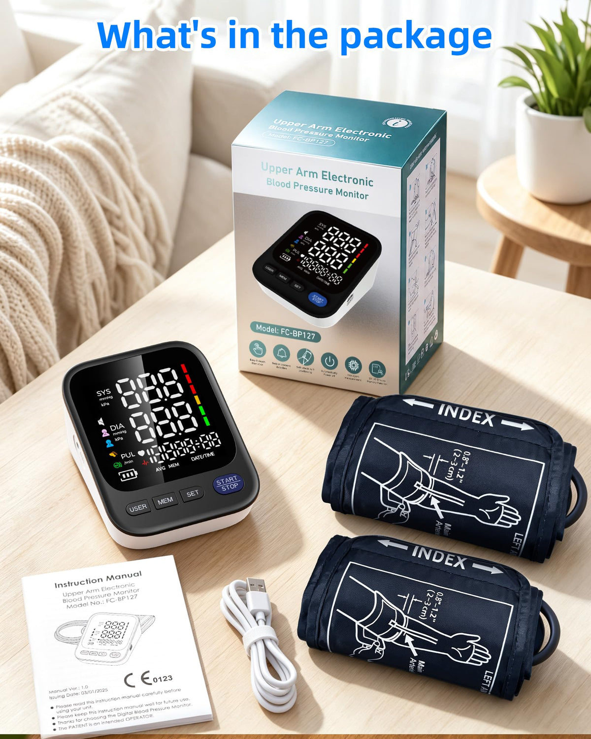 Automatic Upper Arm Blood Pressure Monitor with 2 Cuffs C180
