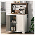 White Coffee Bar Cabinet with Storage and Charging M968