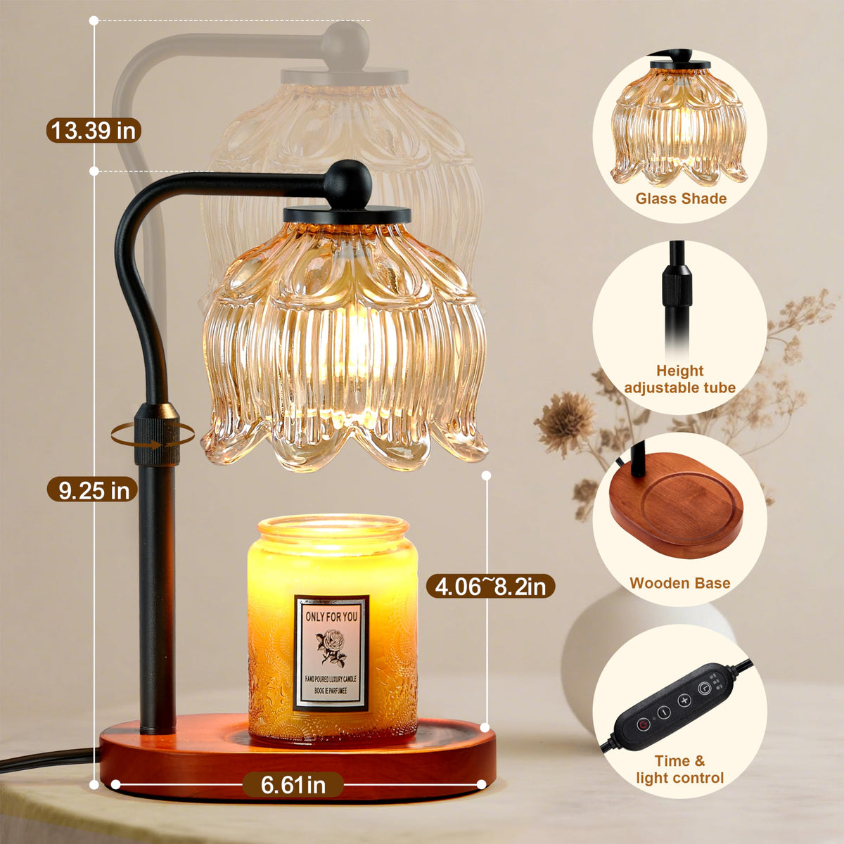Candle Warmer Lamp with Timer & Stepless Dimming L175747