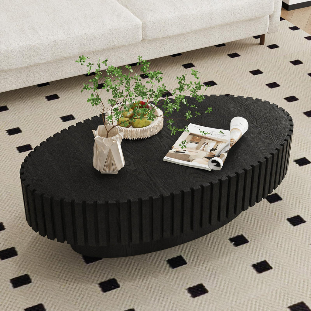 Black Modern Wood Oval Coffee Table I525
