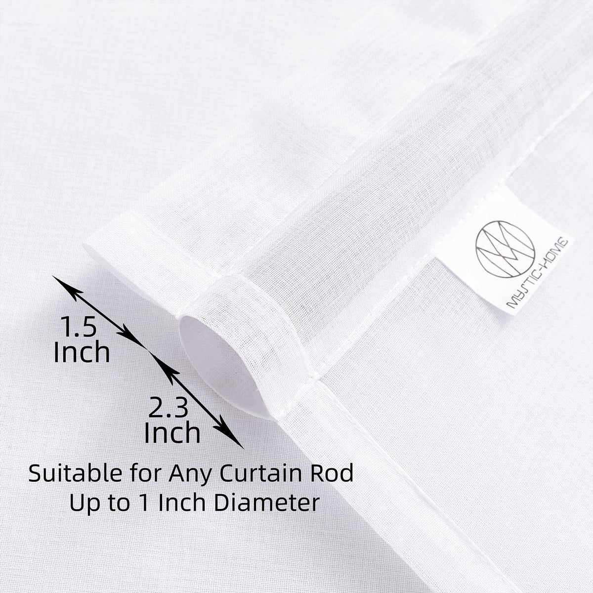 White 95 Inches Long Rod Pocket Sheer Curtains Set of 2 S375