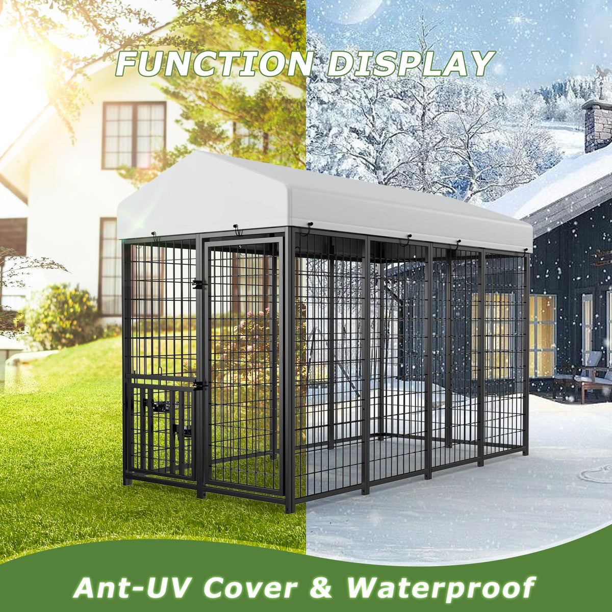 Heavy Duty Outdoor Dog Kennel with Rotating Bowls A2909