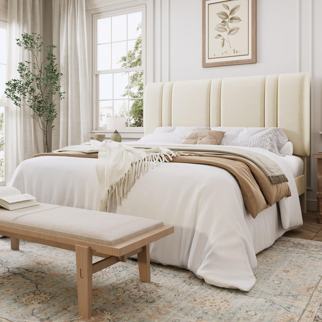 Queen Size Velvet Bed Frame with Adjustable Headboard R359051