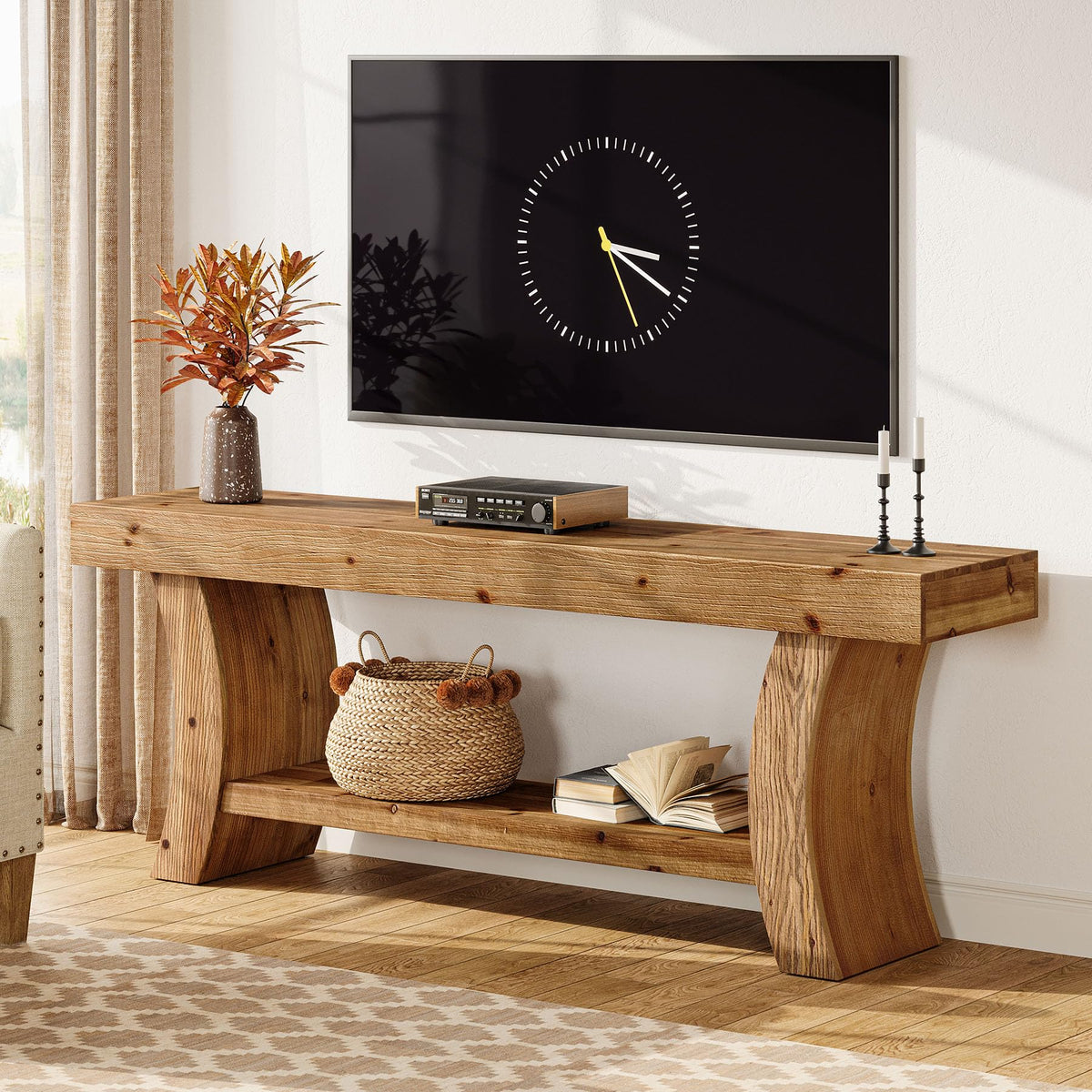 63" Solid Wood TV Stand with Storage Q627