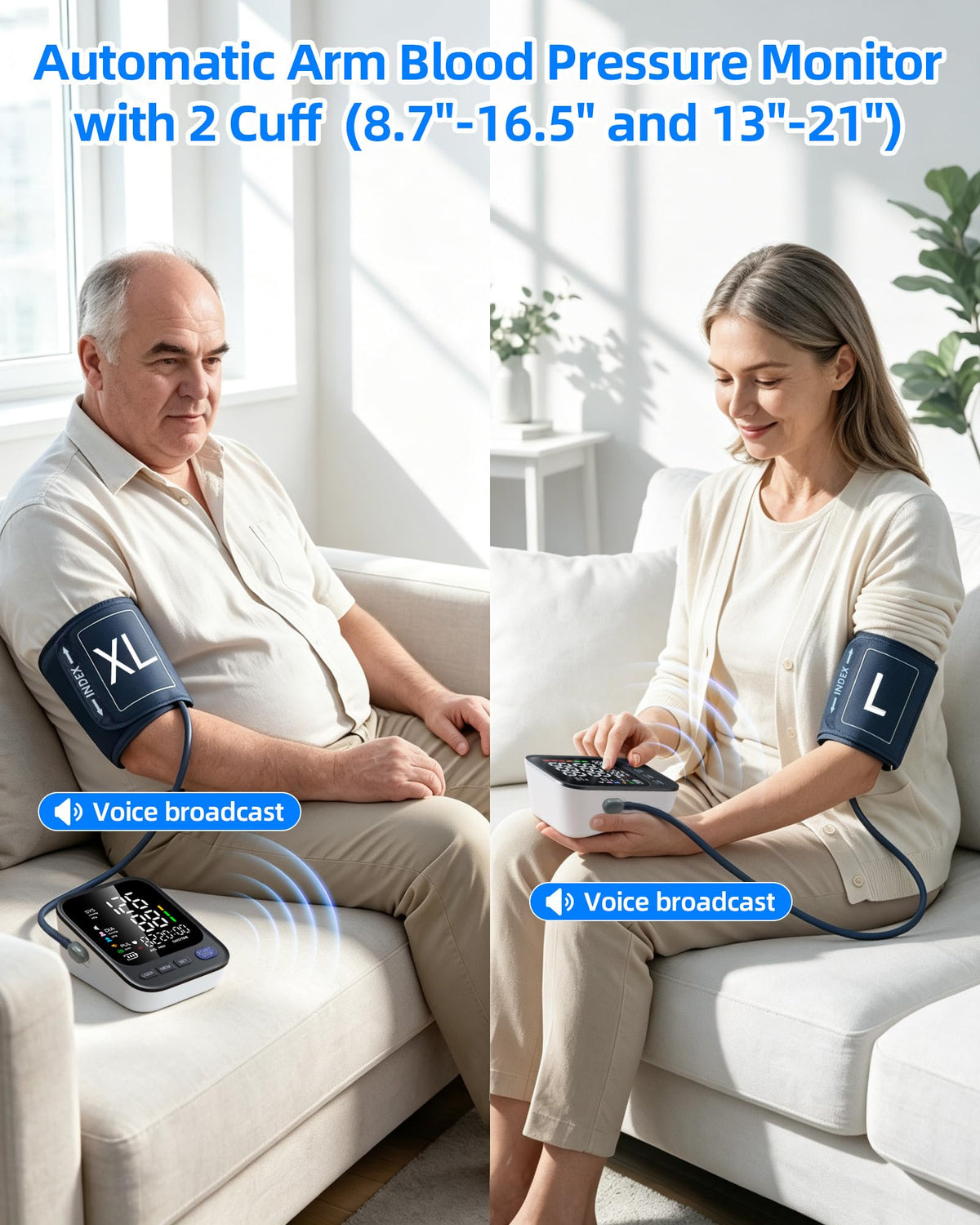 Automatic Upper Arm Blood Pressure Monitor with 2 Cuffs C180