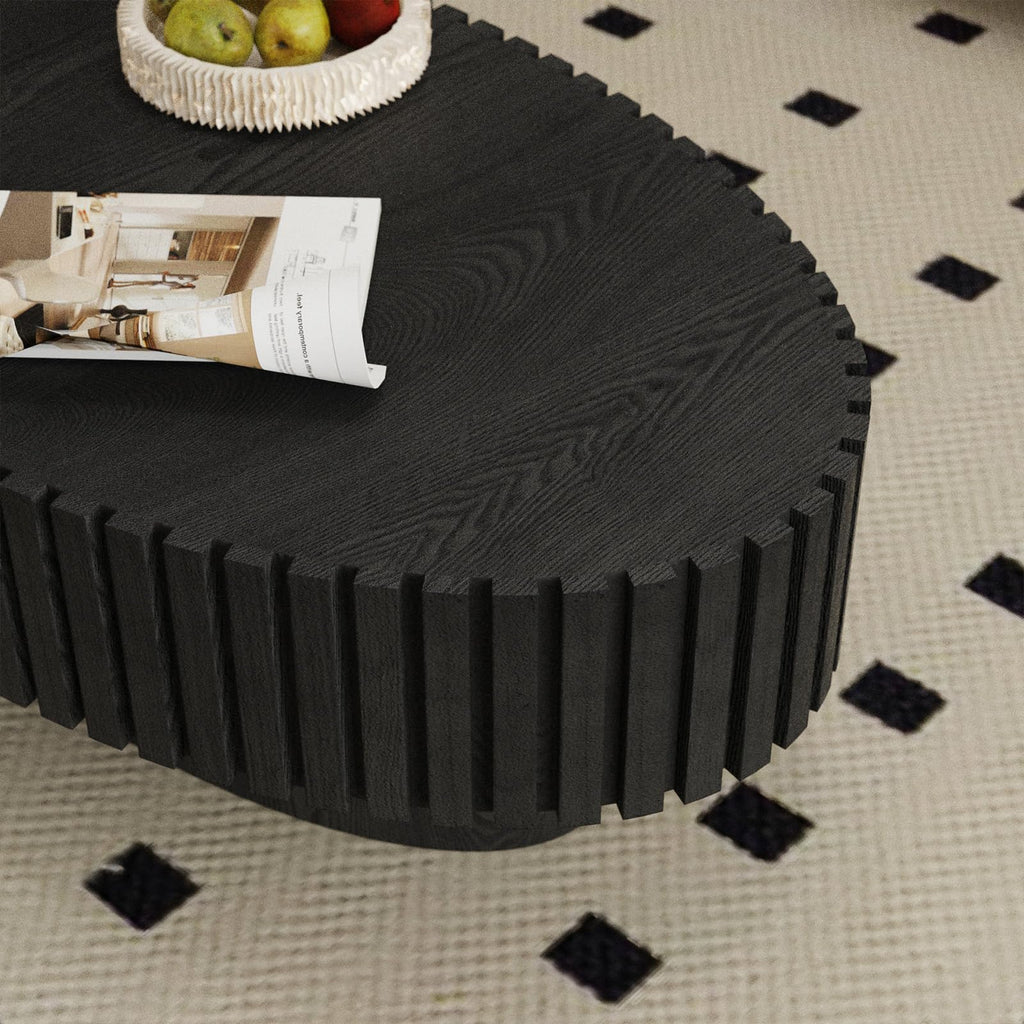 Black Modern Wood Oval Coffee Table I525