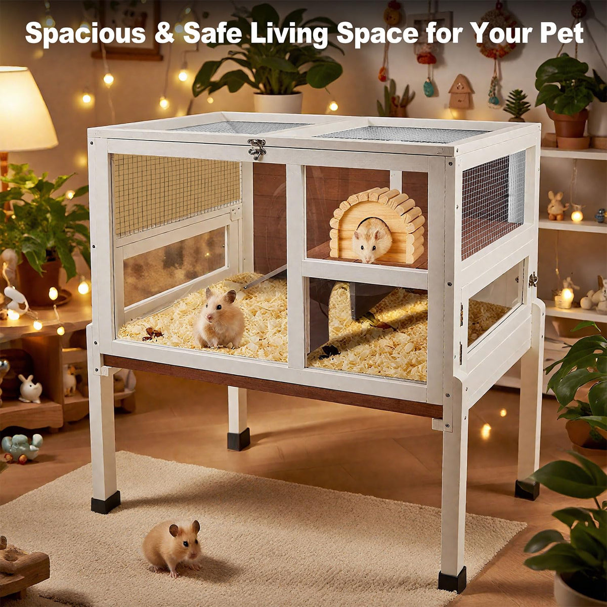 2-Story Wooden Small Animal Cage with Stand D86158