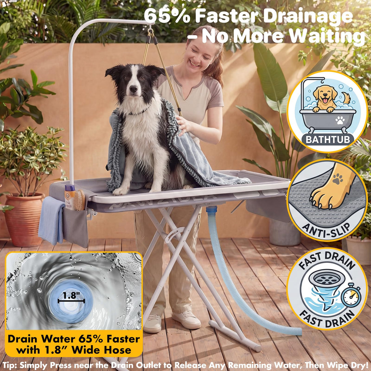 2-in-1 Dog Bathtub & Grooming Table Z91270