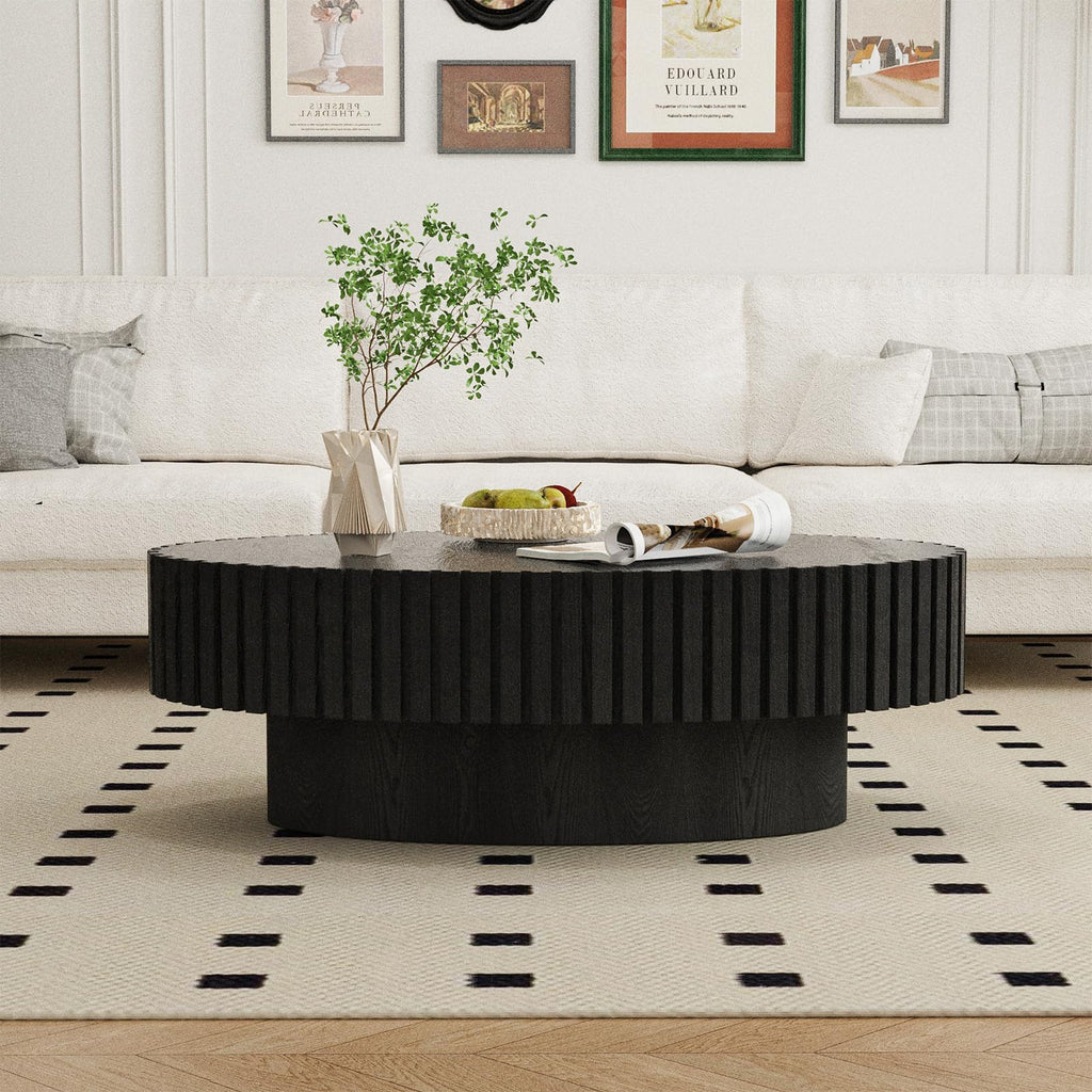 Black Modern Wood Oval Coffee Table I525