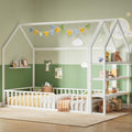 Twin White Metal Floor Bed with 3-Tier Shelves Z196758