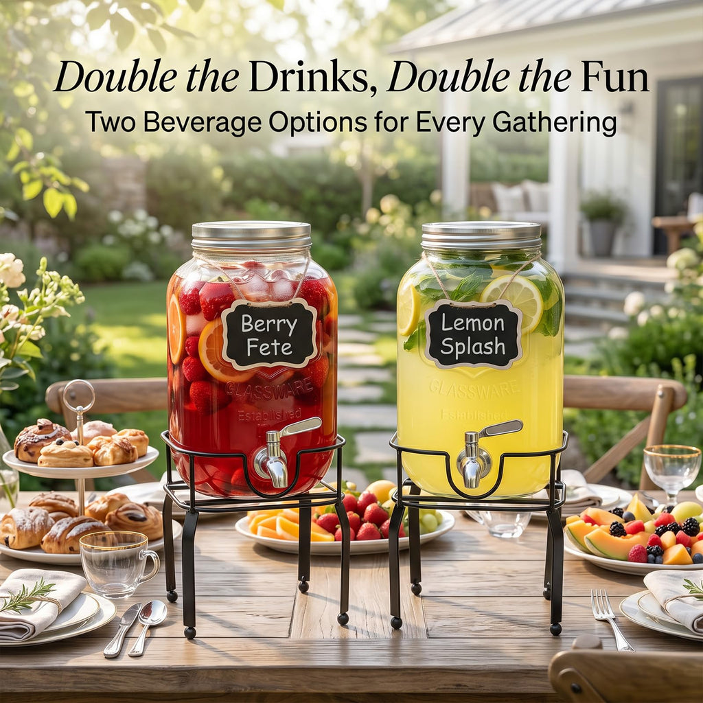 1 Gallon Glass Drink Dispensers with Spigot A553