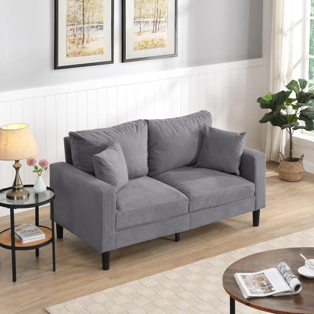 Light Gray 2-Seater Upholstered Loveseat Sofa T995