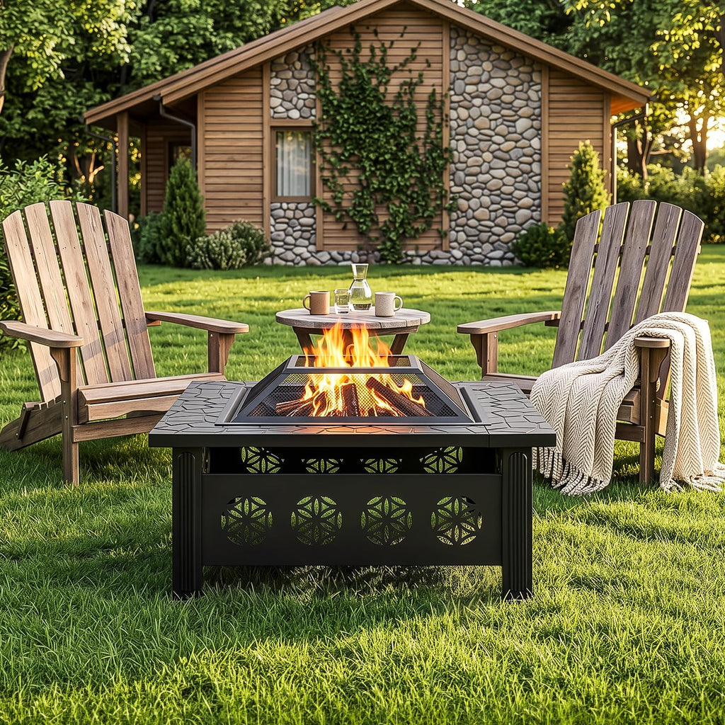 32 Inch Square Wood Burning Fire Pit Table M43669