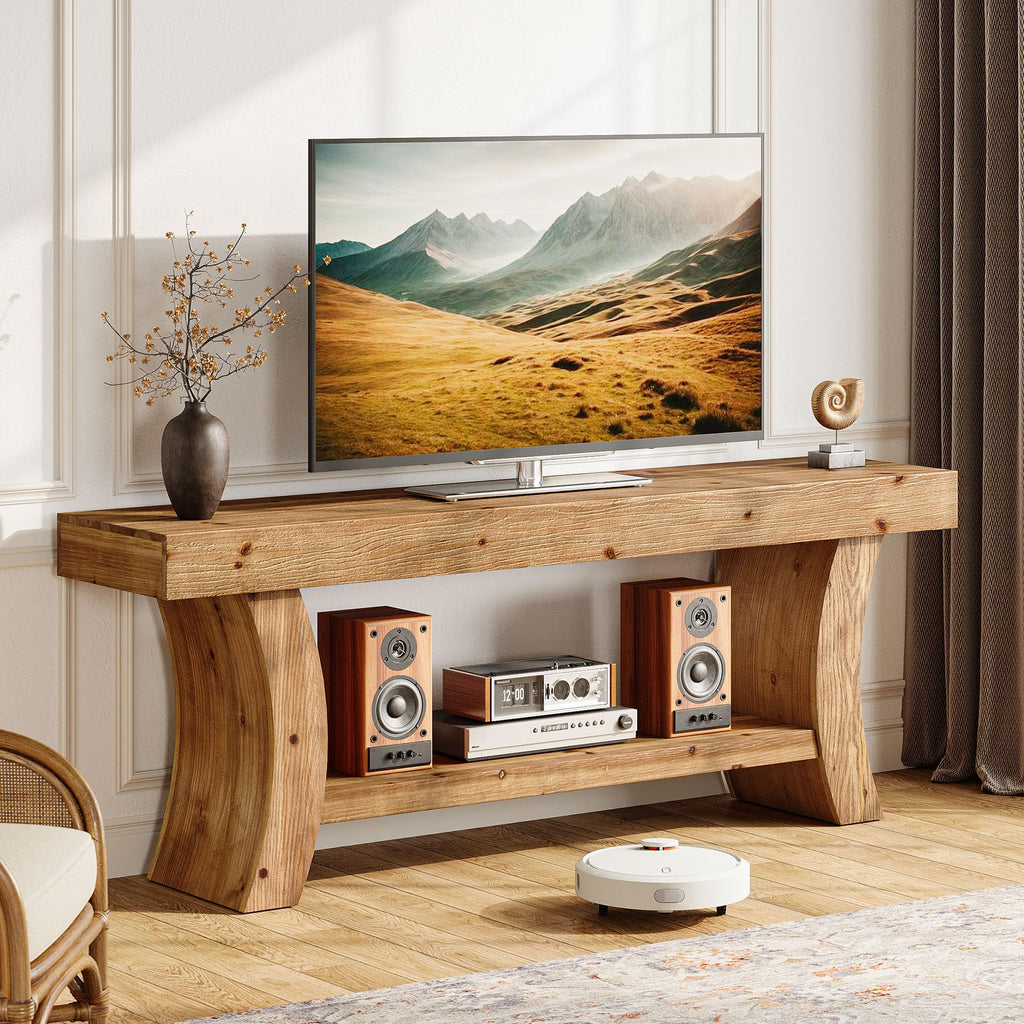 63" Solid Wood TV Stand with Storage Q627